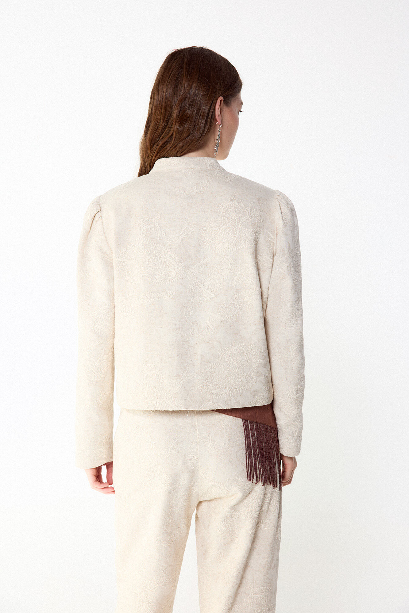 Slowlove Chamarra bordada Marfil