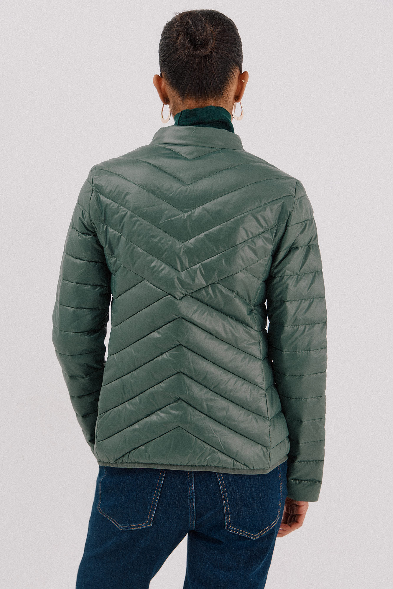 Cortefiel Chamarra reversible plumas Verde