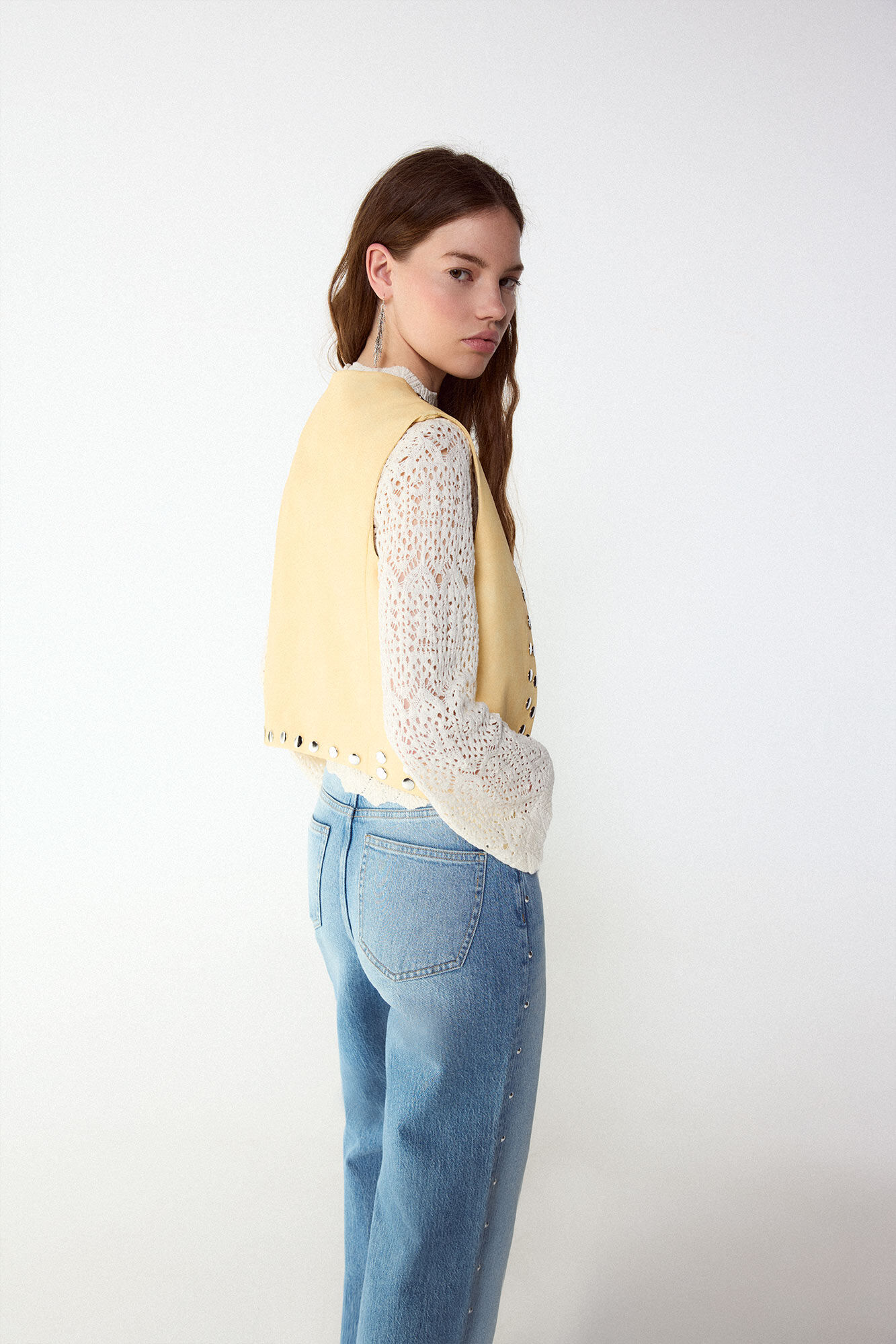 Slowlove Chaleco con tachas Amarillo