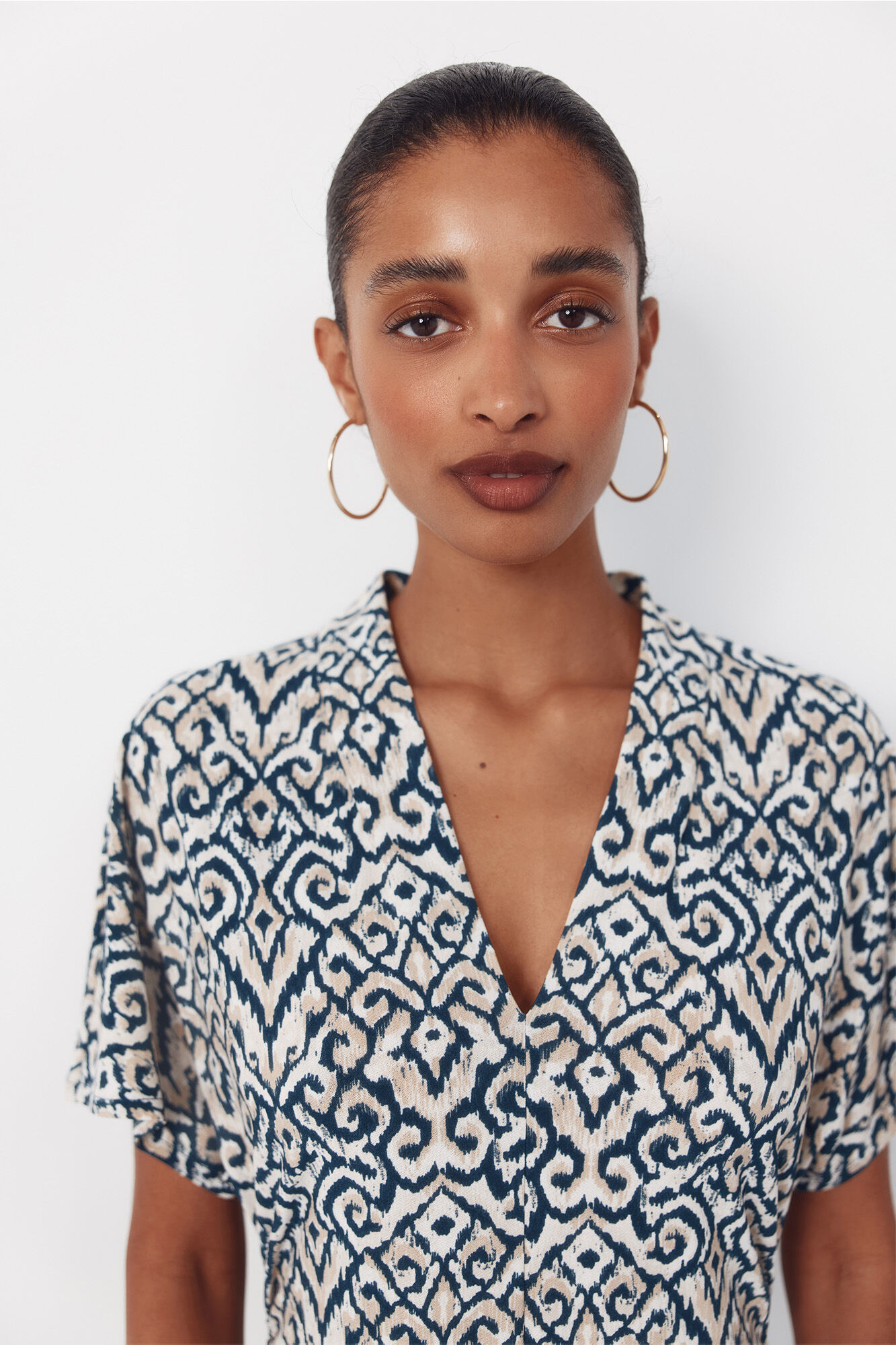 Cortefiel Vestido estampado Estampado beige