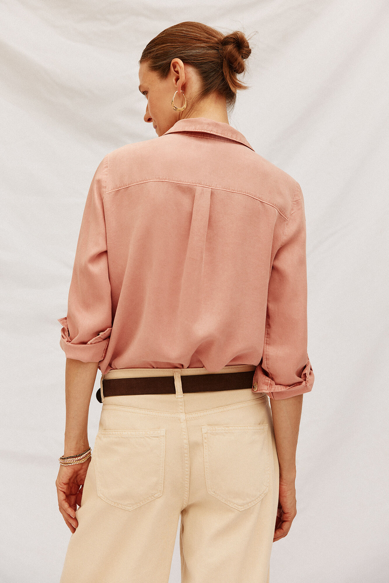 Cortefiel Camisa denim tencel Rosa