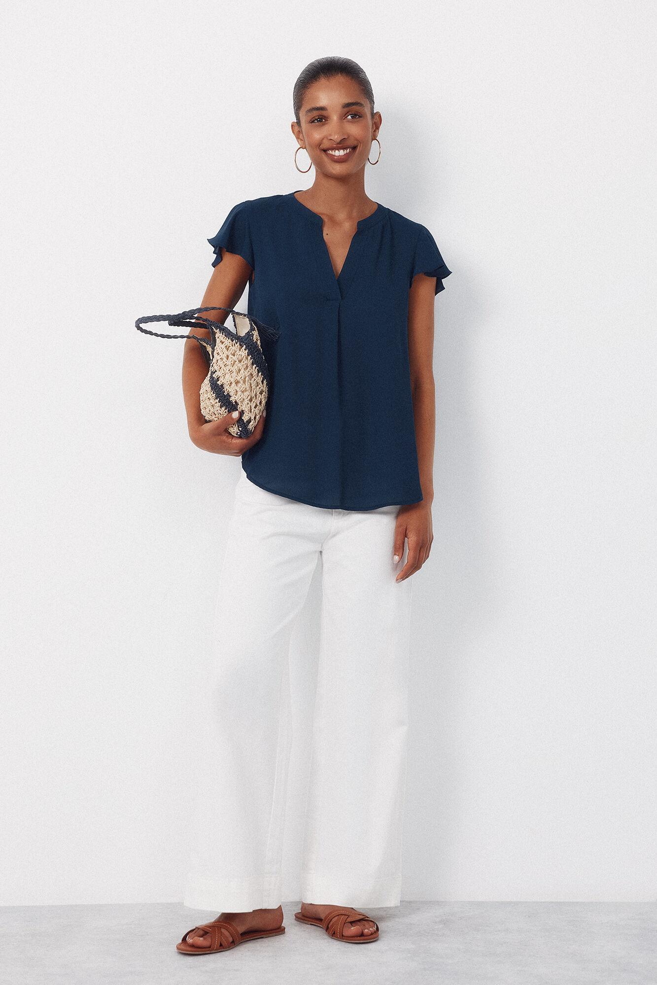 Cortefiel Blusa fluida de manga de vuelo