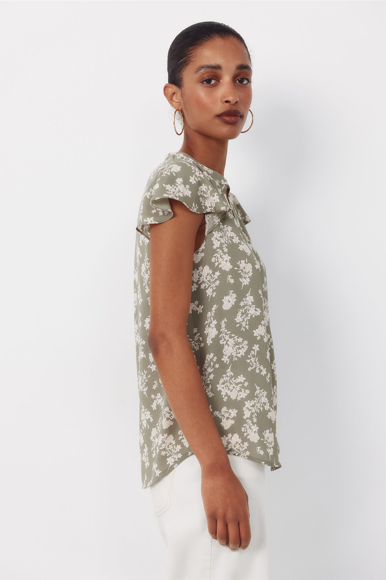 Cortefiel Blusa fluida de manga de vuelo Multicolor