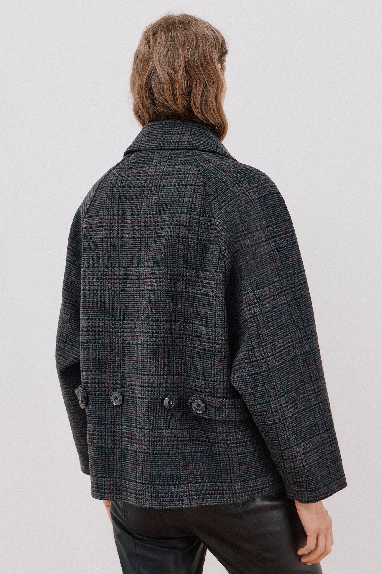 Cortefiel Abrigo corto de tejido a cuadros