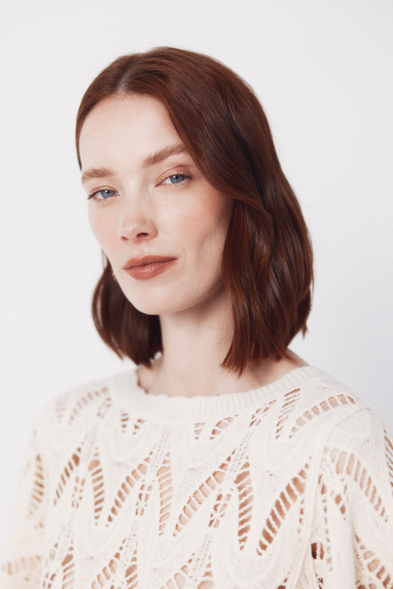 Cortefiel Top crochet Blanco