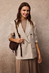 Slowlove Blazer oversized de rayas Estampado marr&oacute;n