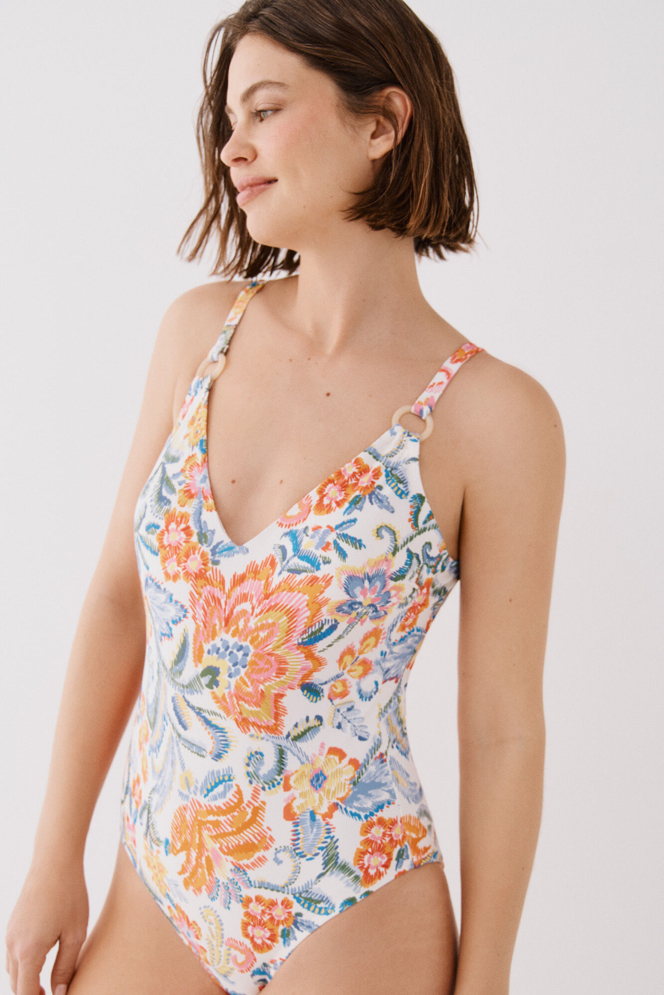 Cortefiel Traje de ba&ntilde;o modelador con argollas Multicolor