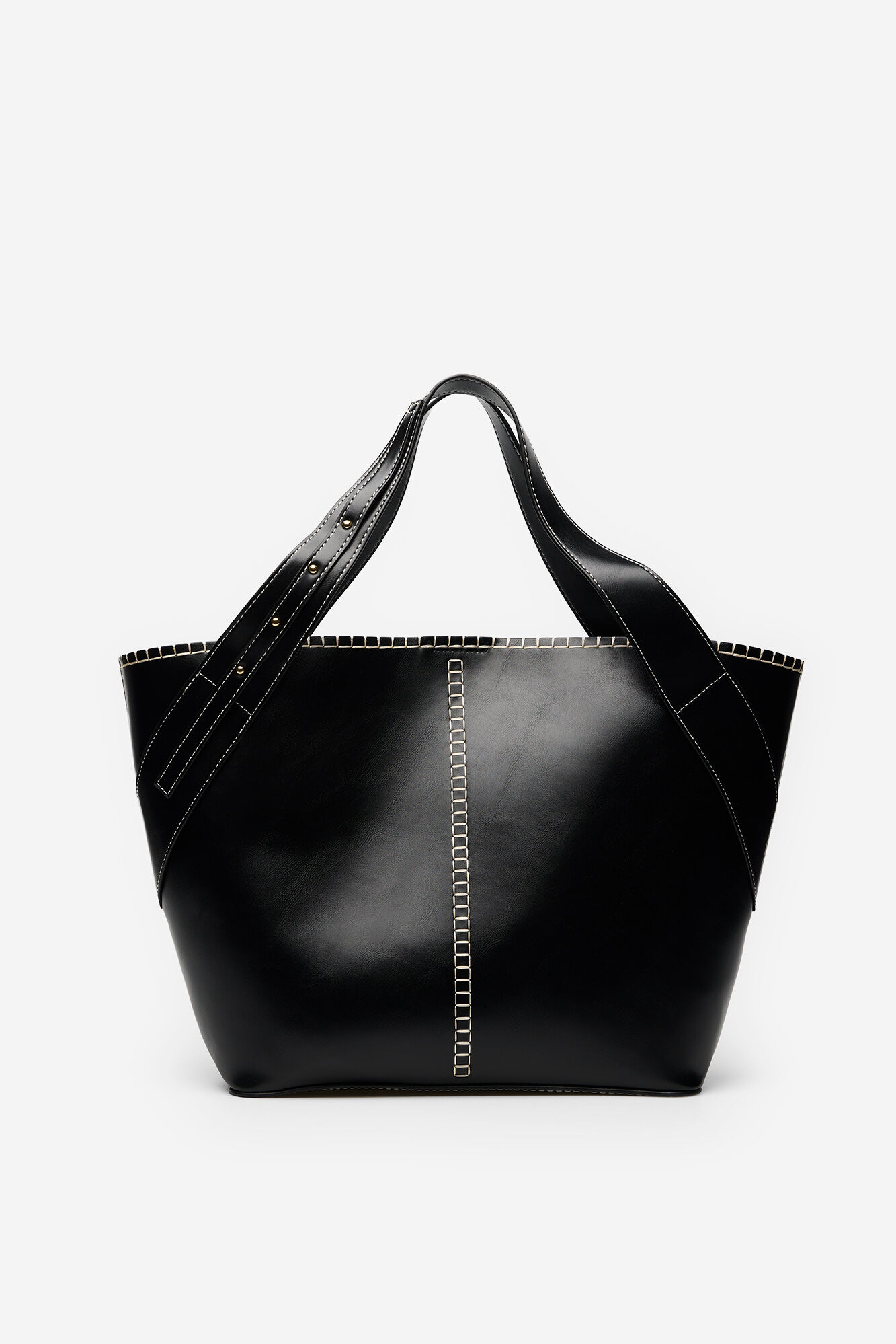 Cortefiel Bolsa de playa con pespuntes Negro