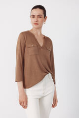 Cortefiel Camiseta bolsillos Beige