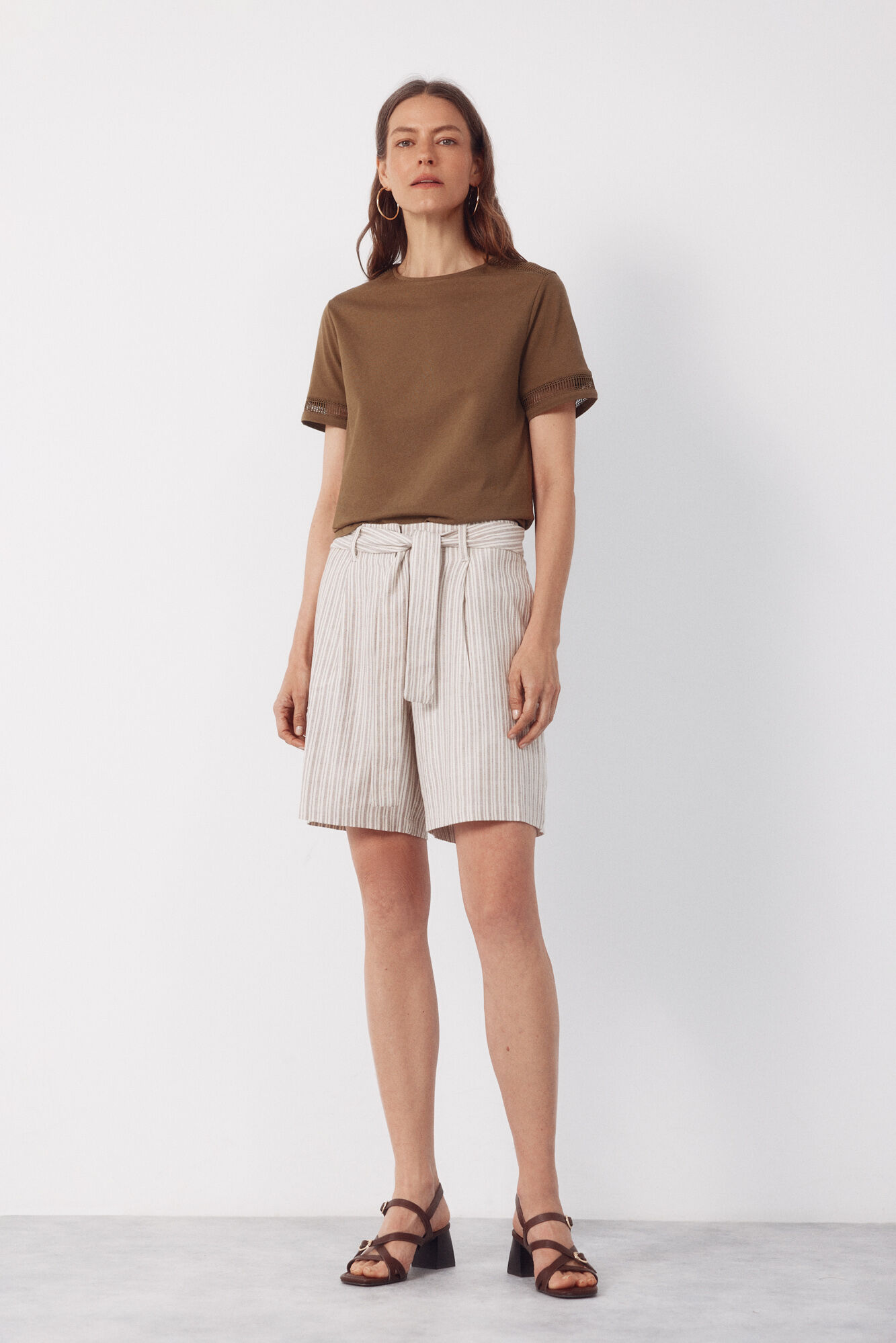 Cortefiel Pantal&oacute;n bermuda de lino