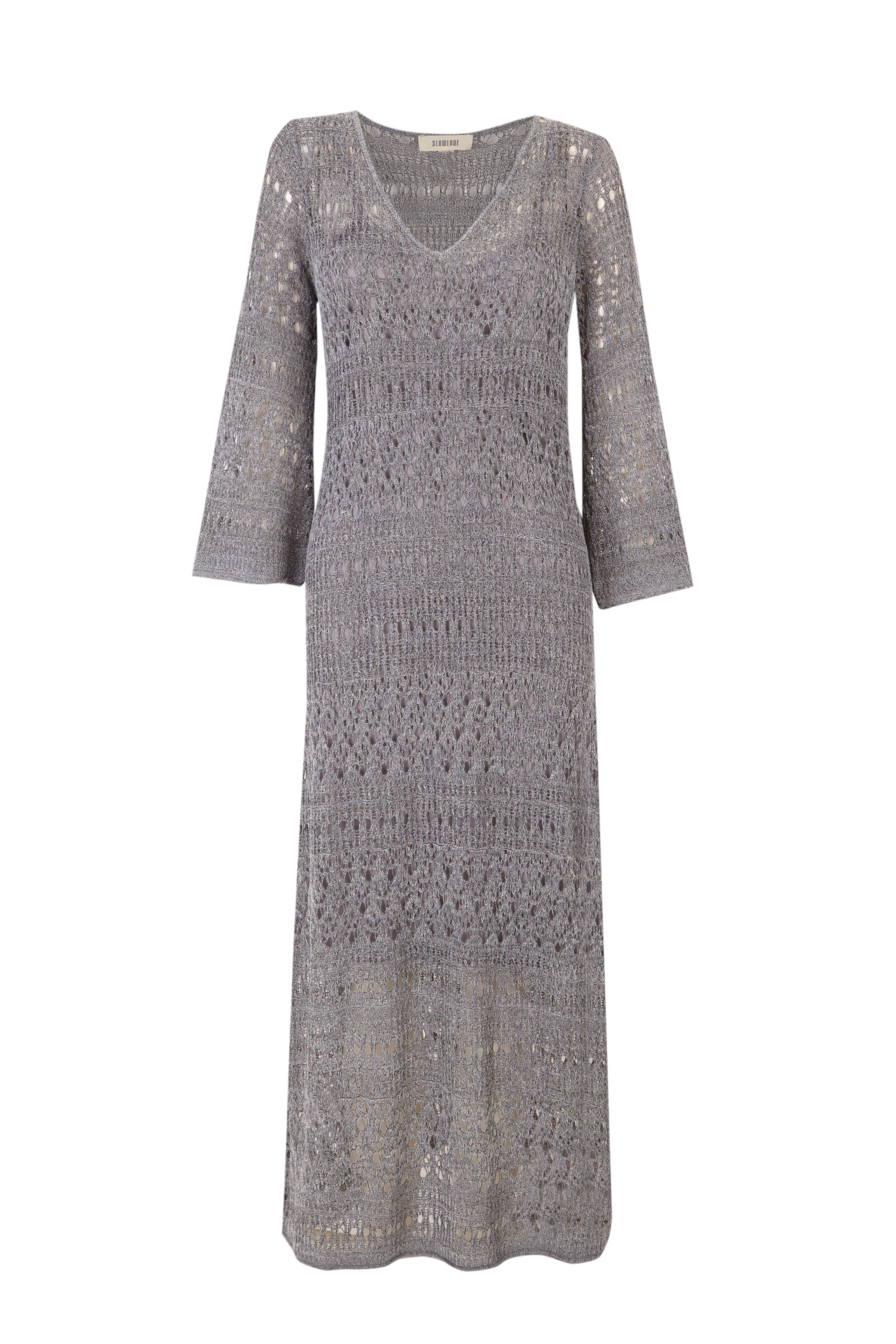 Slowlove Vestido de punto calado Gris oscuro