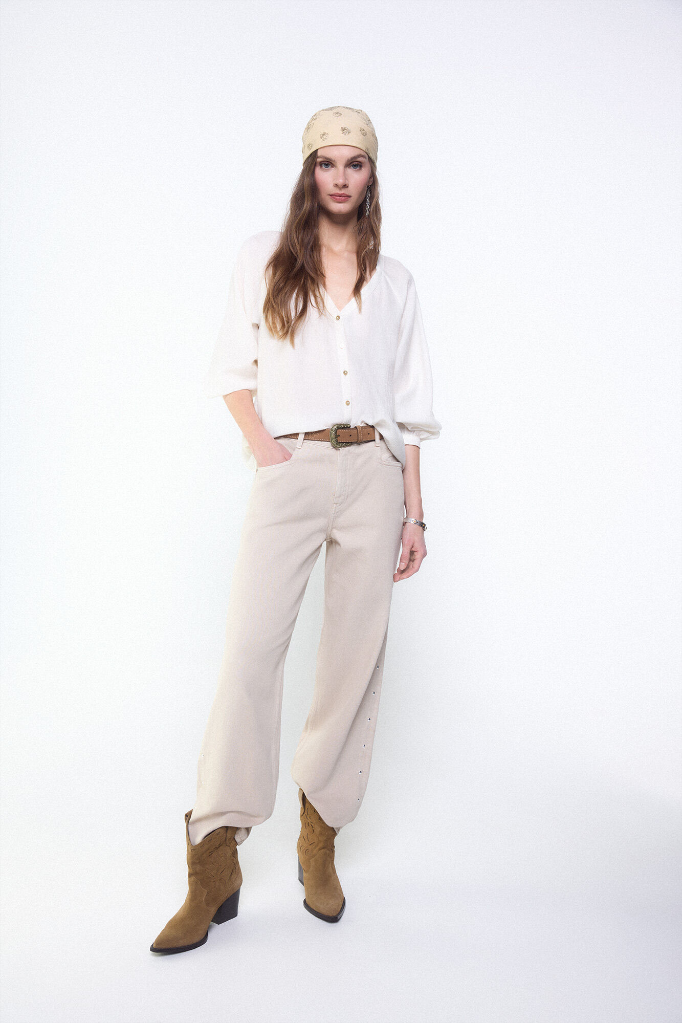 Slowlove Blusa fluida plisada