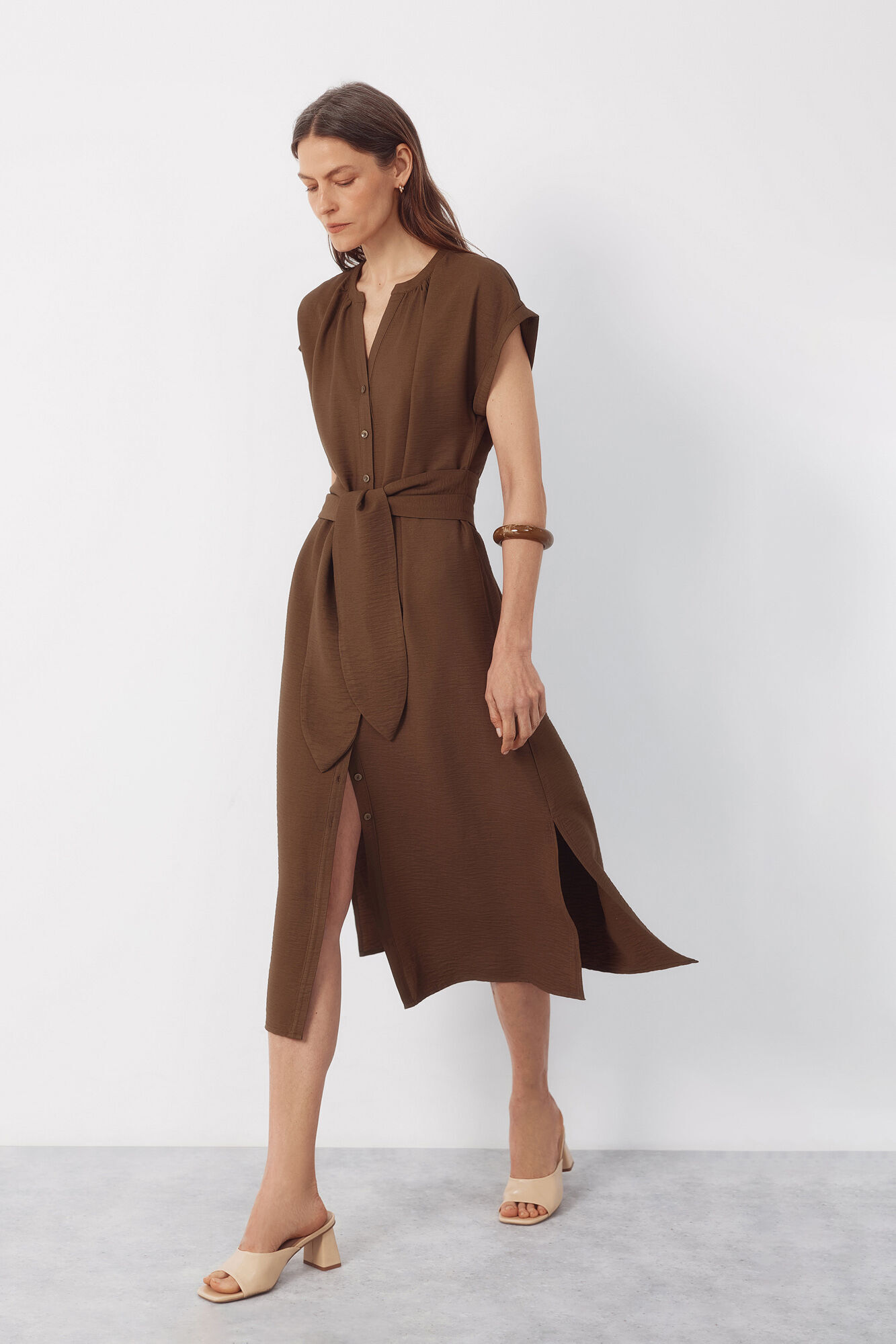 Cortefiel Vestido estampado con cintur&oacute;n