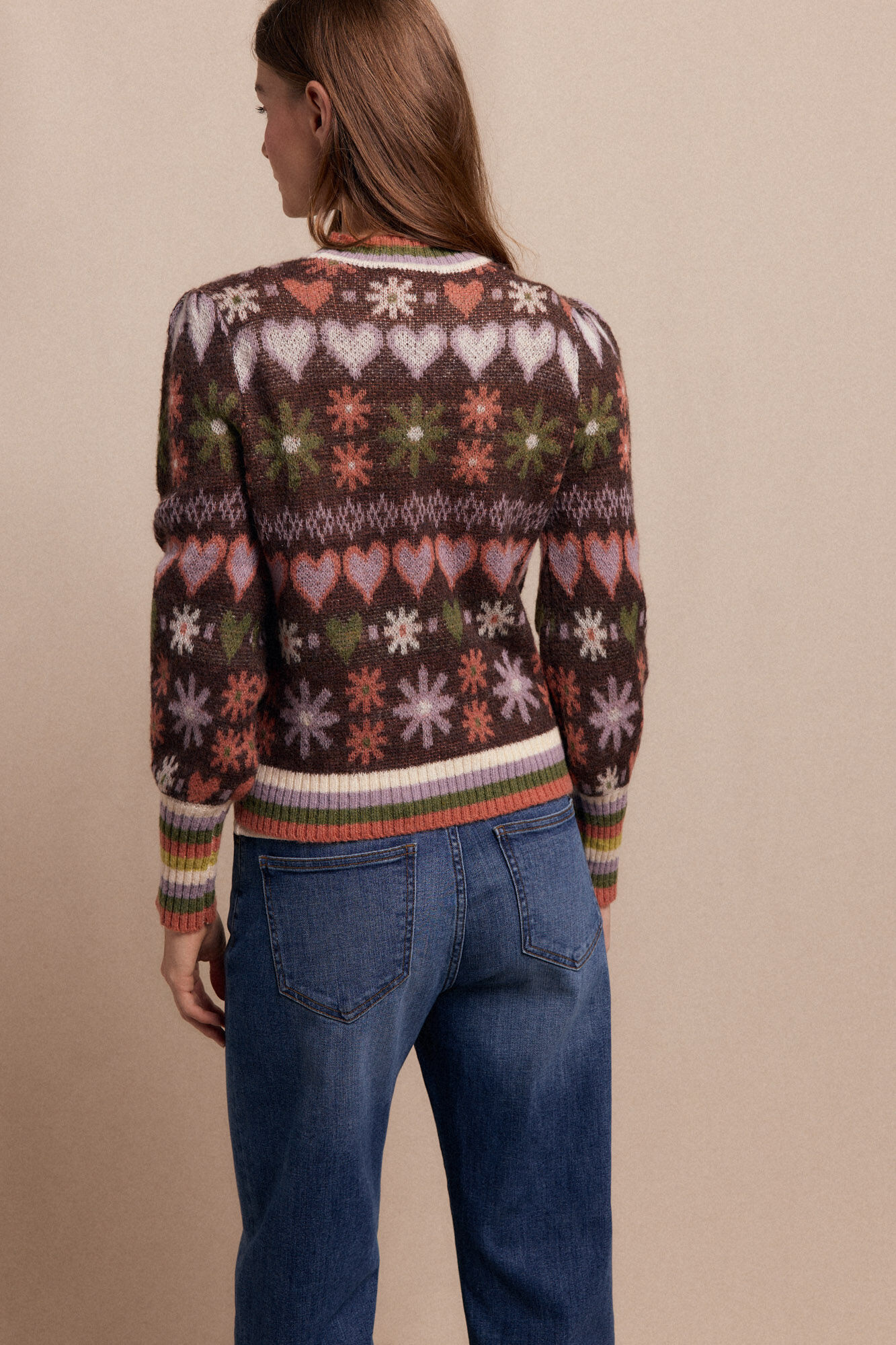 Slowlove Su&eacute;ter de grecas Estampado marr&oacute;n