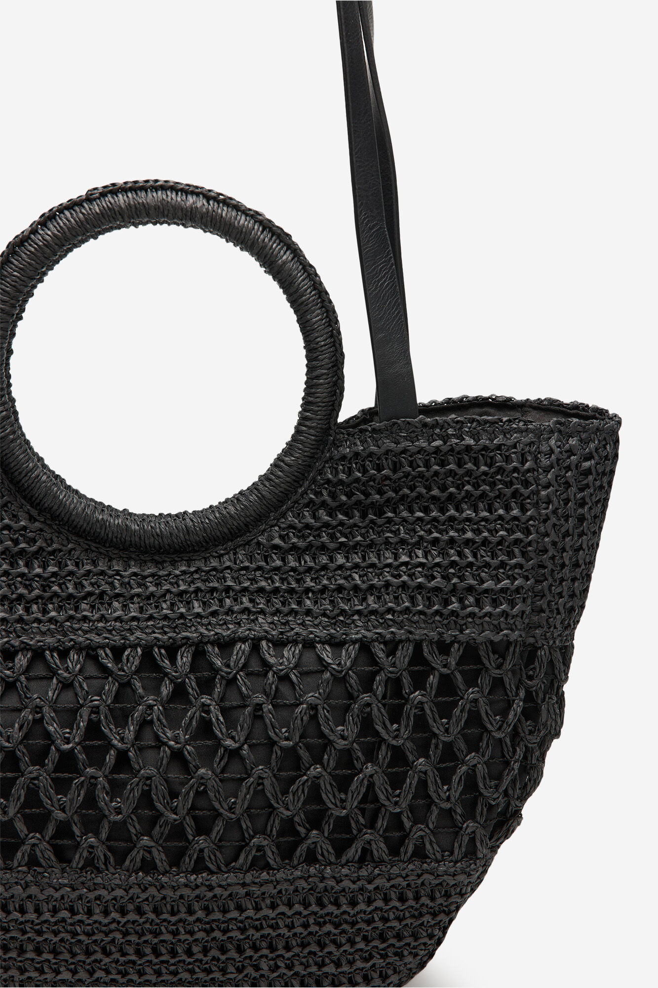 Cortefiel Bolsa de playa espigas Negro