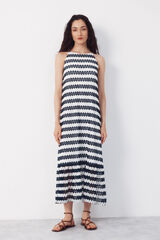 Cortefiel Vestido halter con estructura Estampado azul