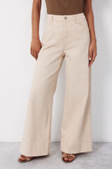 Cortefiel Pantalones de rayas color arena Marfil