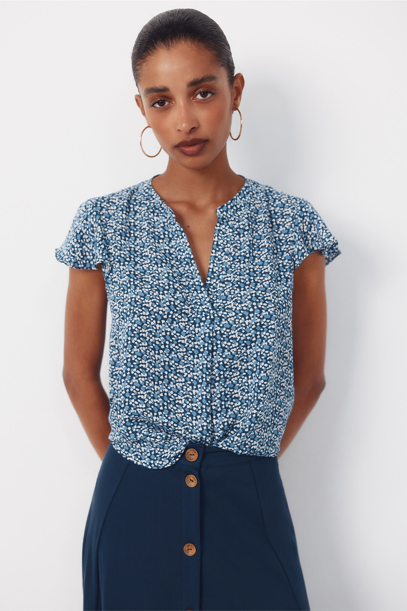 Cortefiel Blusa fluida de manga de vuelo