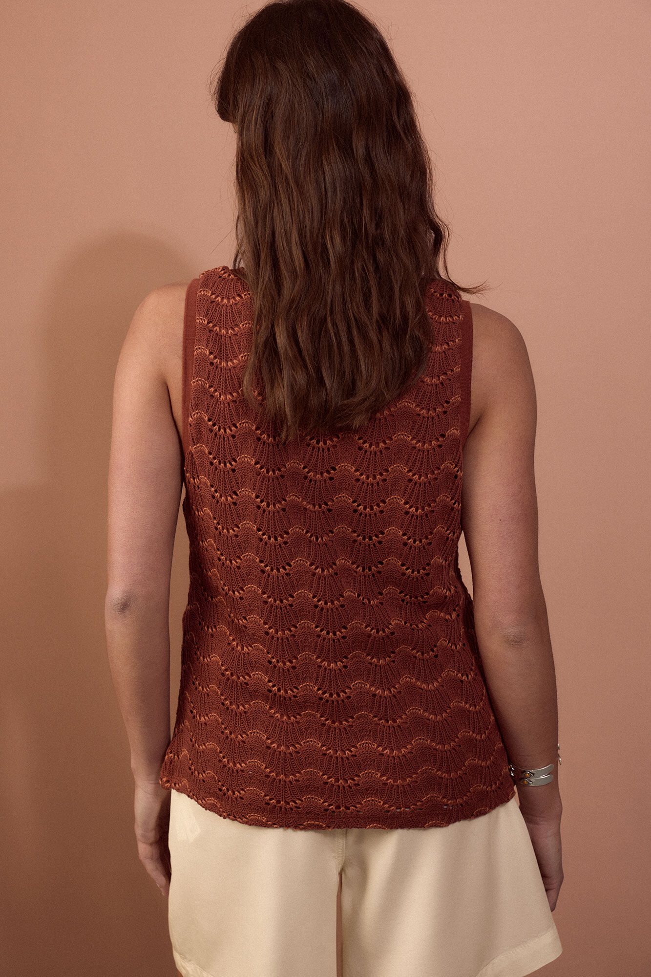 Slowlove Top b&aacute;sico ondas Marr&oacute;n