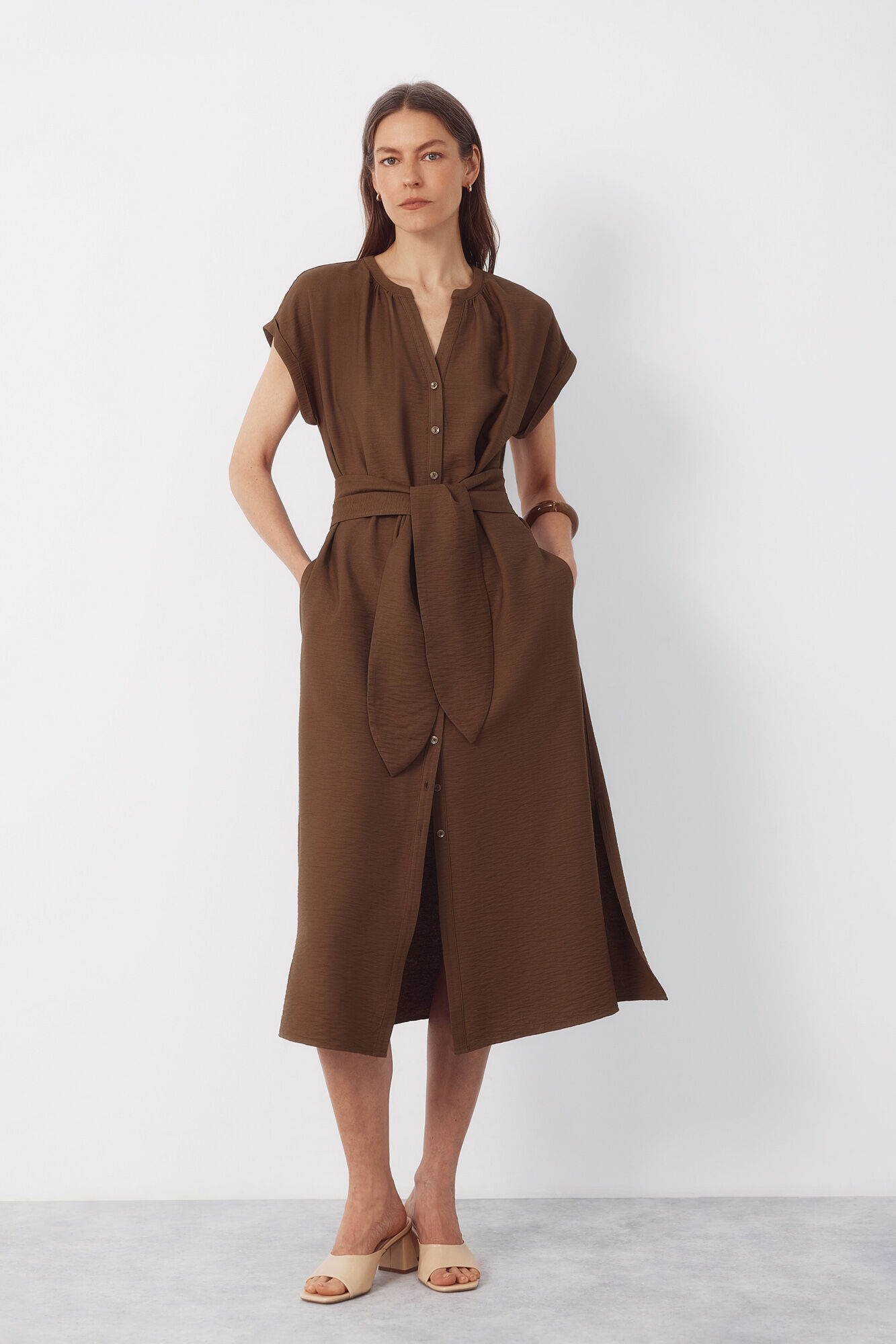 Cortefiel Vestido estampado con cintur&oacute;n