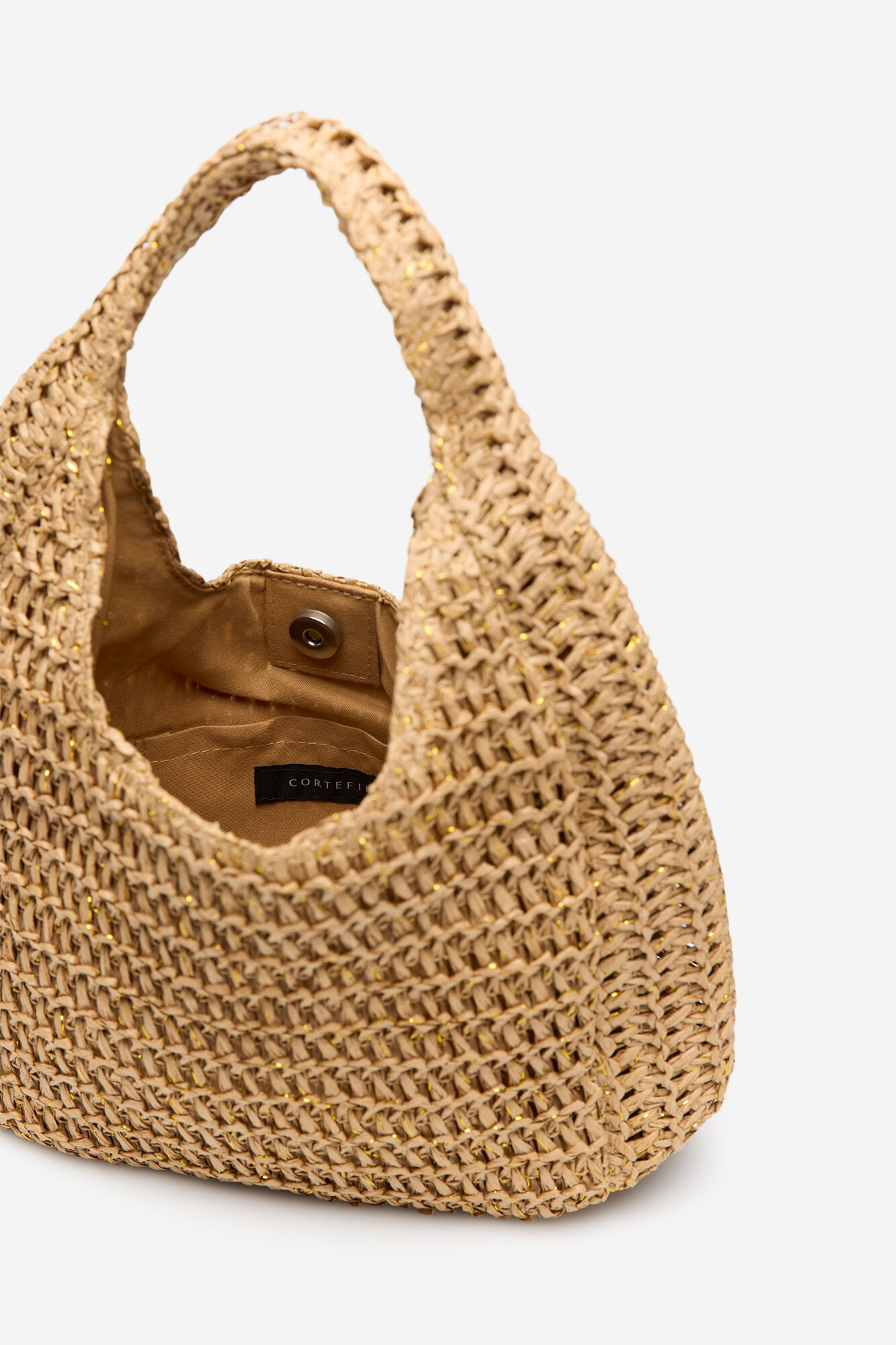 Cortefiel Bolsa hobo trenzada Marfil