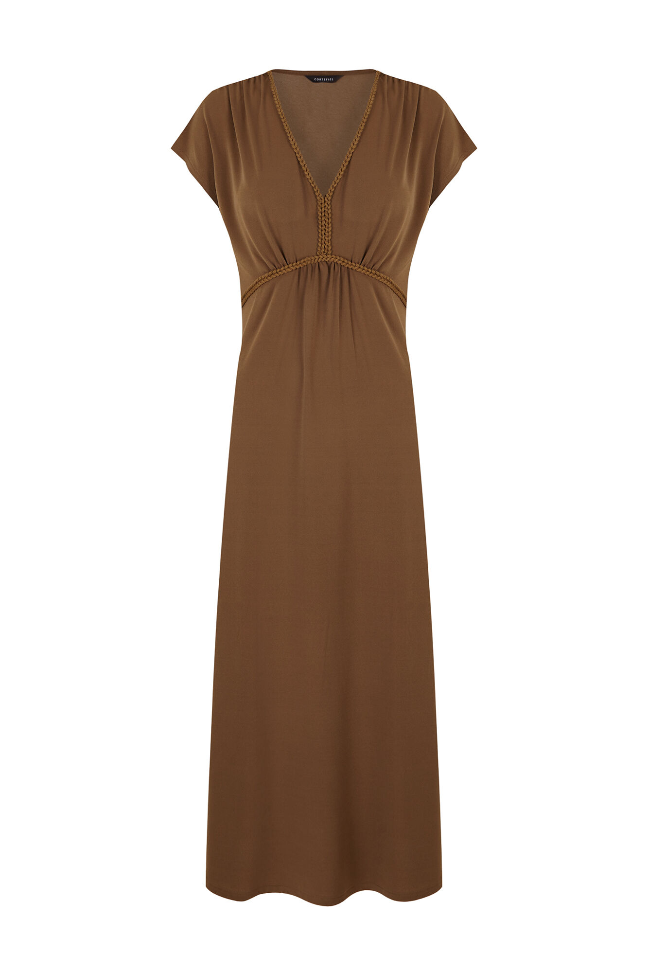 Cortefiel Vestido estampado trenza Kaki