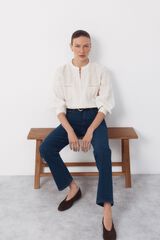 Cortefiel Blusa bordada Marfil