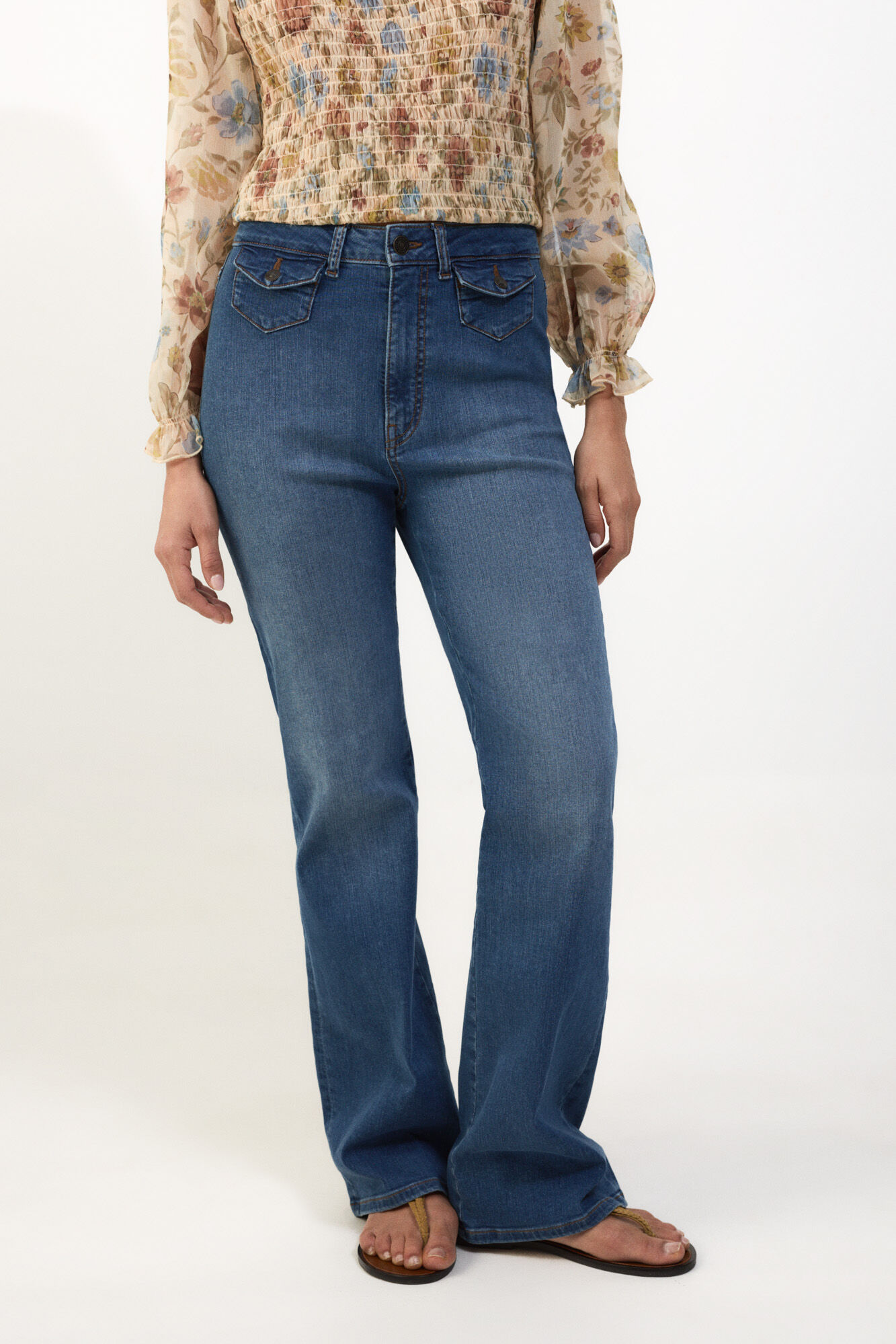 Slowlove Jeans campana con bolsillos