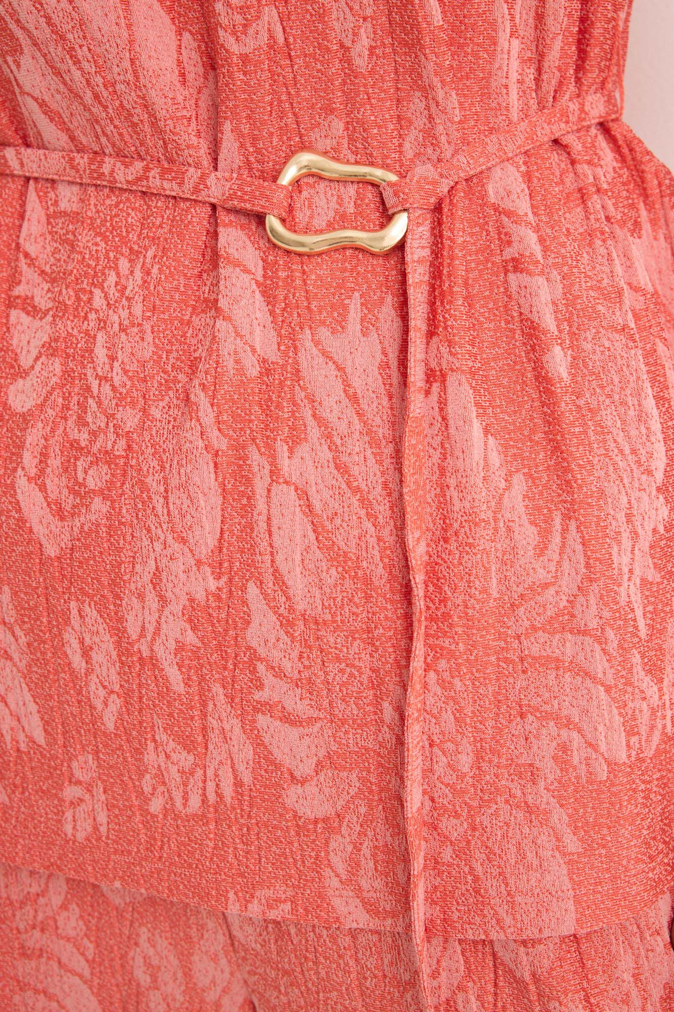 Cortefiel Top jacquard hebilla Coral