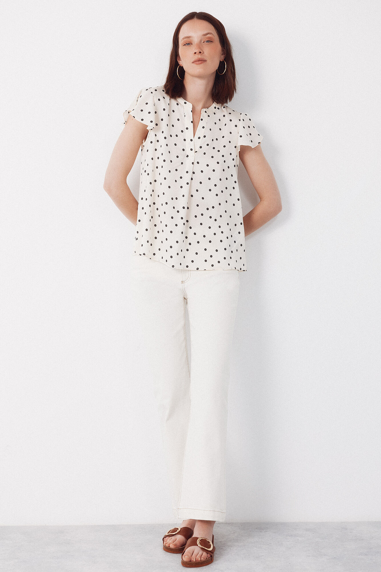 Cortefiel Blusa fluida de manga de vuelo