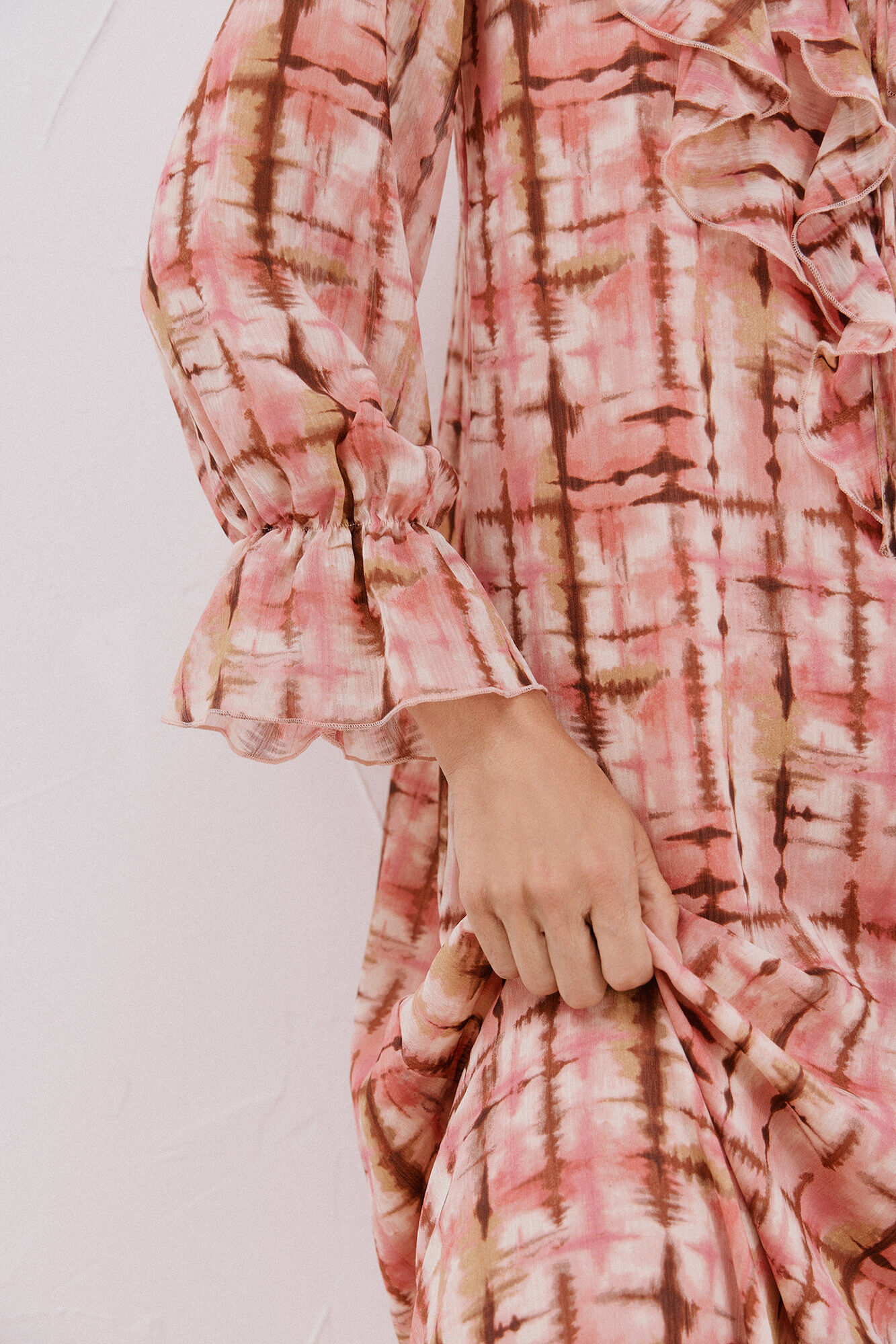 Cortefiel Vestido fluido con volantes Multicolor