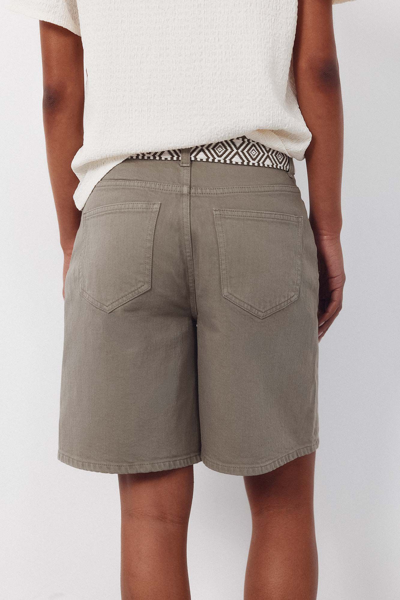 Cortefiel Bermudas de mezclilla Kaki
