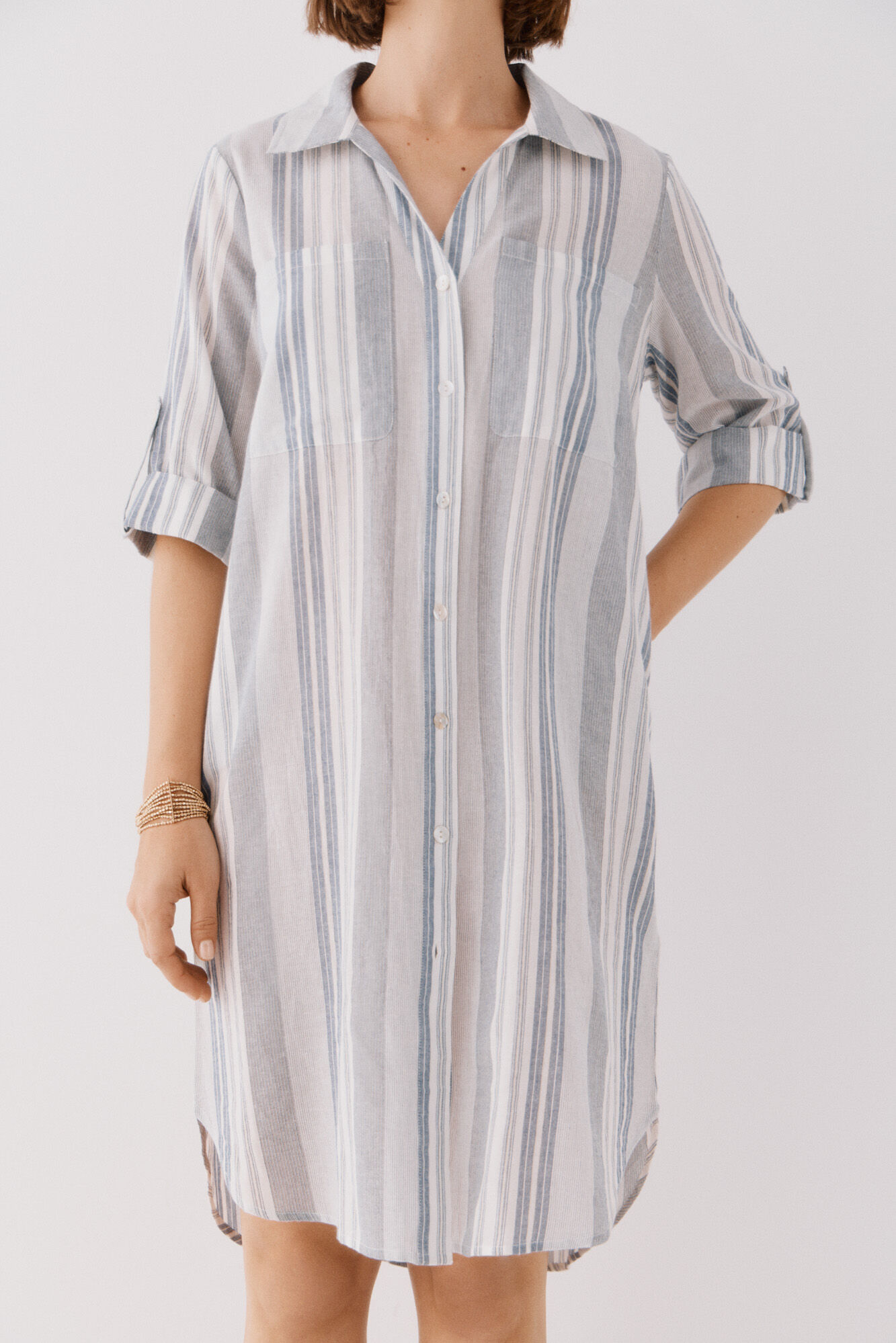 Cortefiel Caft&aacute;n camisero largo Estampado azul