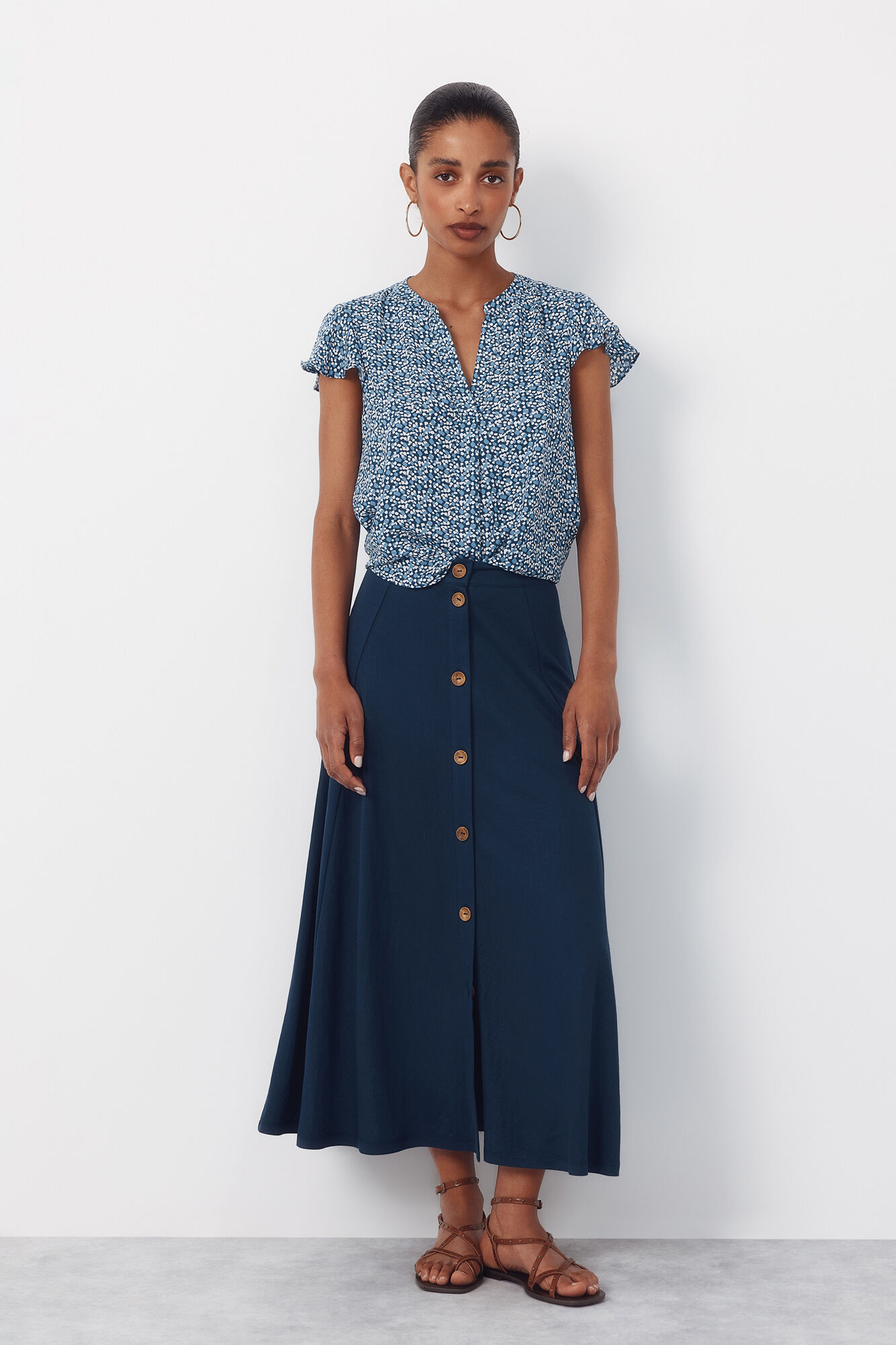 Cortefiel Blusa fluida de manga de vuelo