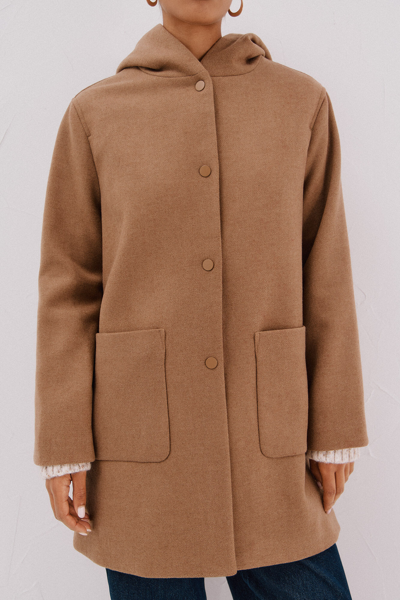 Cortefiel Abrigo de pa&ntilde;o con capucha