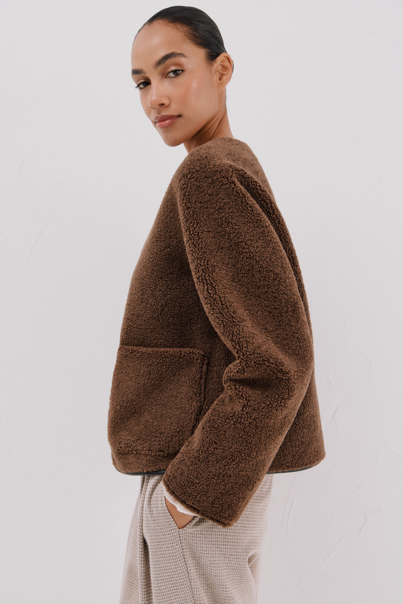 Cortefiel Chamarra doble vista Marr&oacute;n oscuro