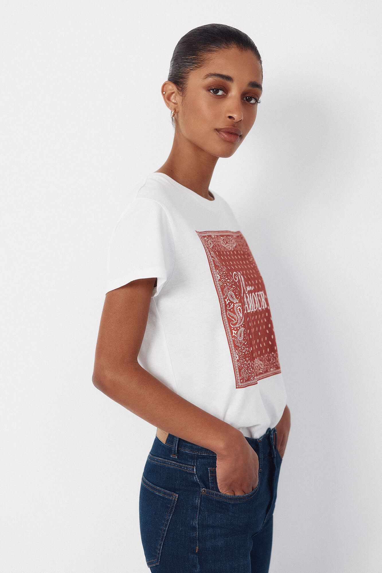 Cortefiel Camiseta estampado posicional Rojo