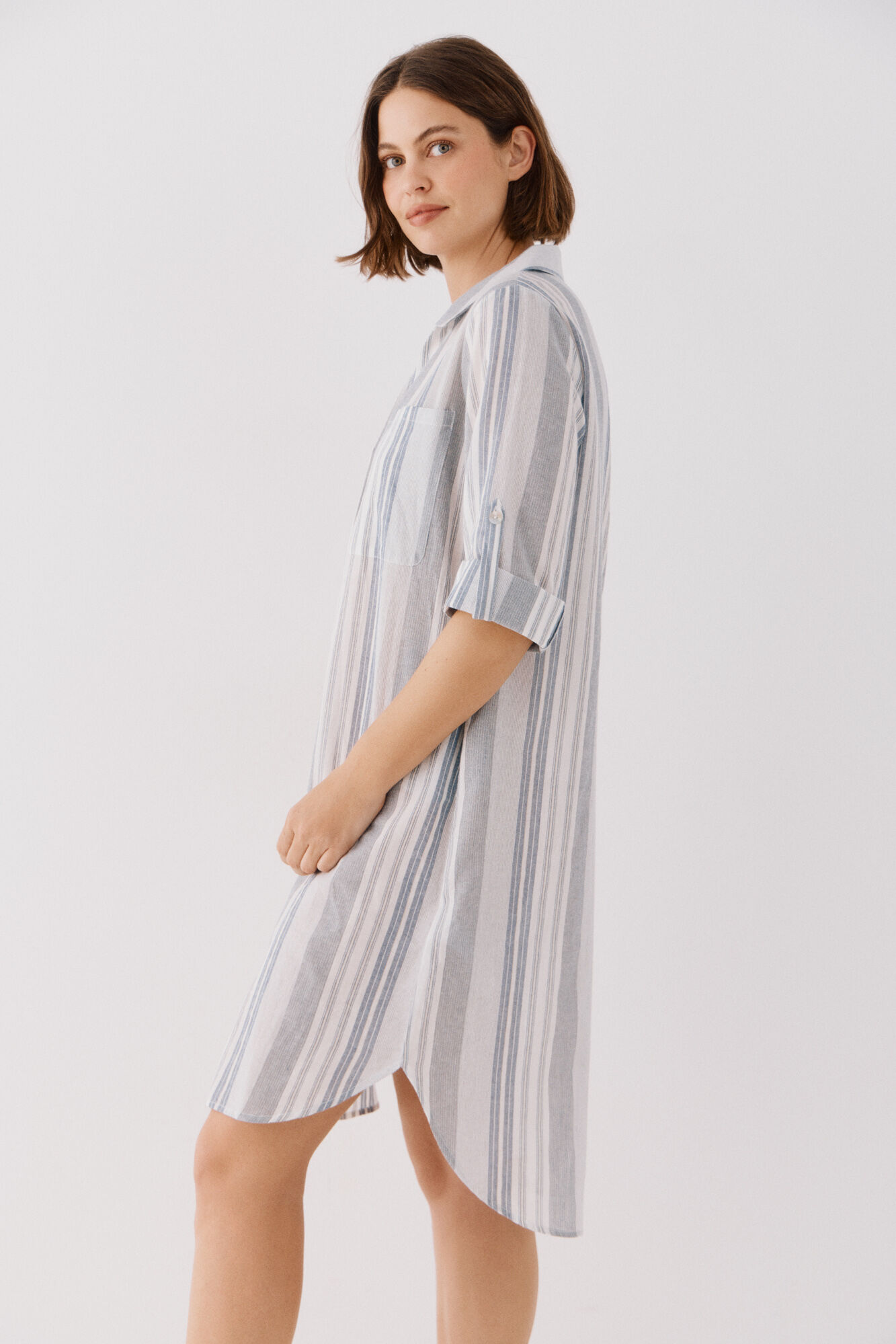 Cortefiel Caft&aacute;n camisero largo Estampado azul