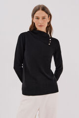 Cortefiel Su&eacute;ter cuello redondo con botones Negro
