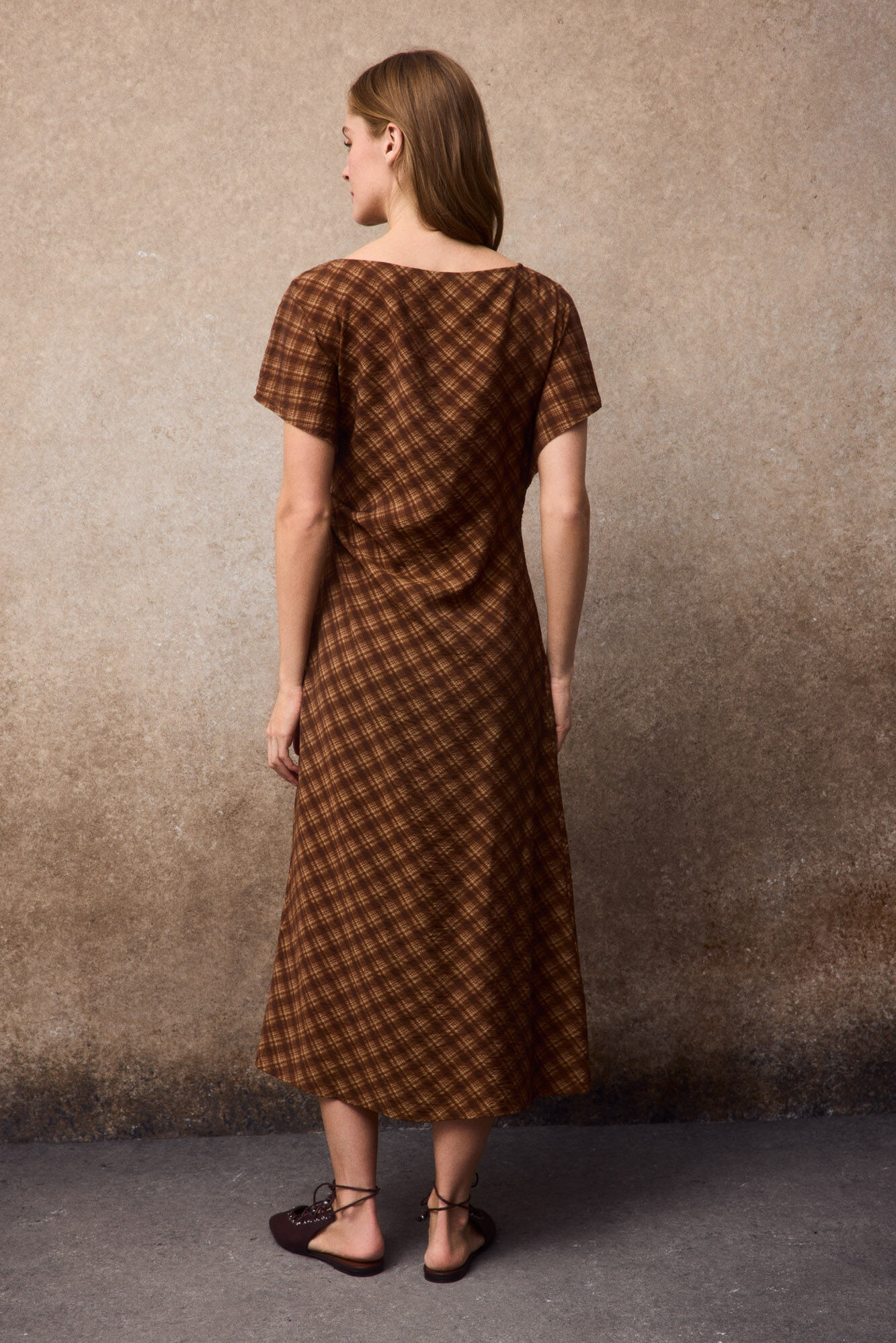 Slowlove Vestido estampado Estampado marr&oacute;n