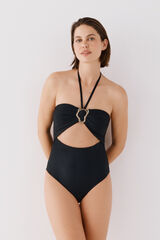 Cortefiel Traje de ba&ntilde;o escote halter de una pieza Negro