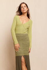 Slowlove Vestido de punto acanalado degradado Verde