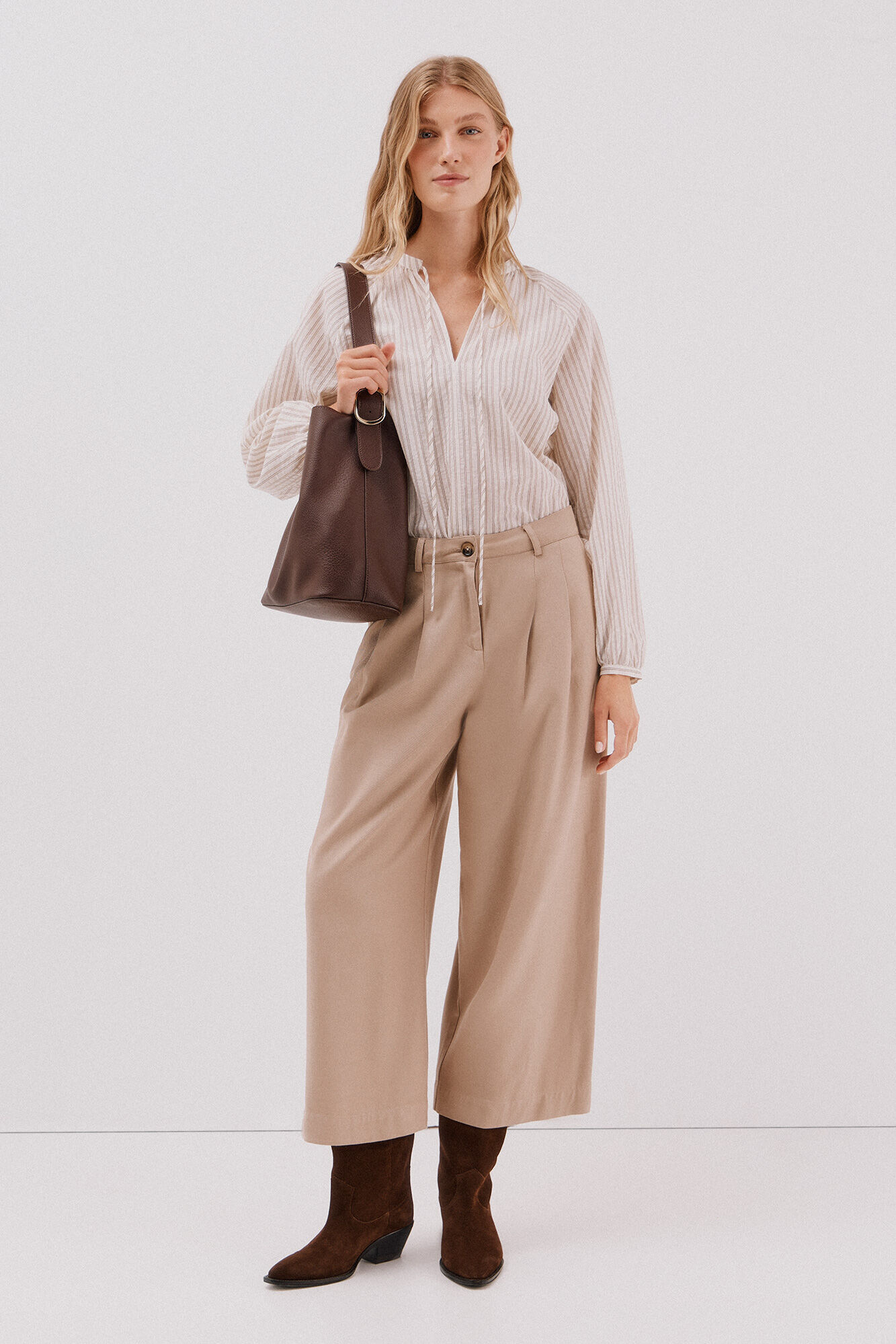 Cortefiel Blusa de rayas con cord&oacute;n