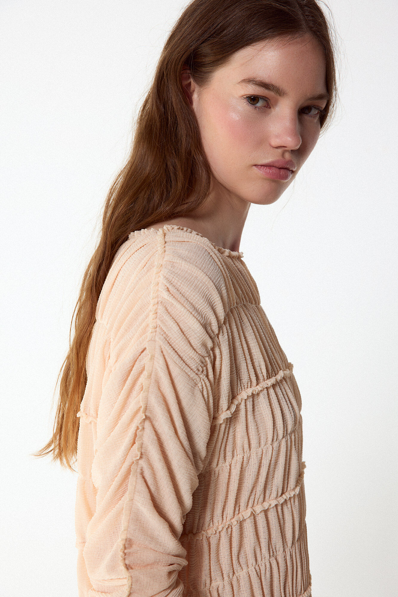 Slowlove Top con frunces Naranja