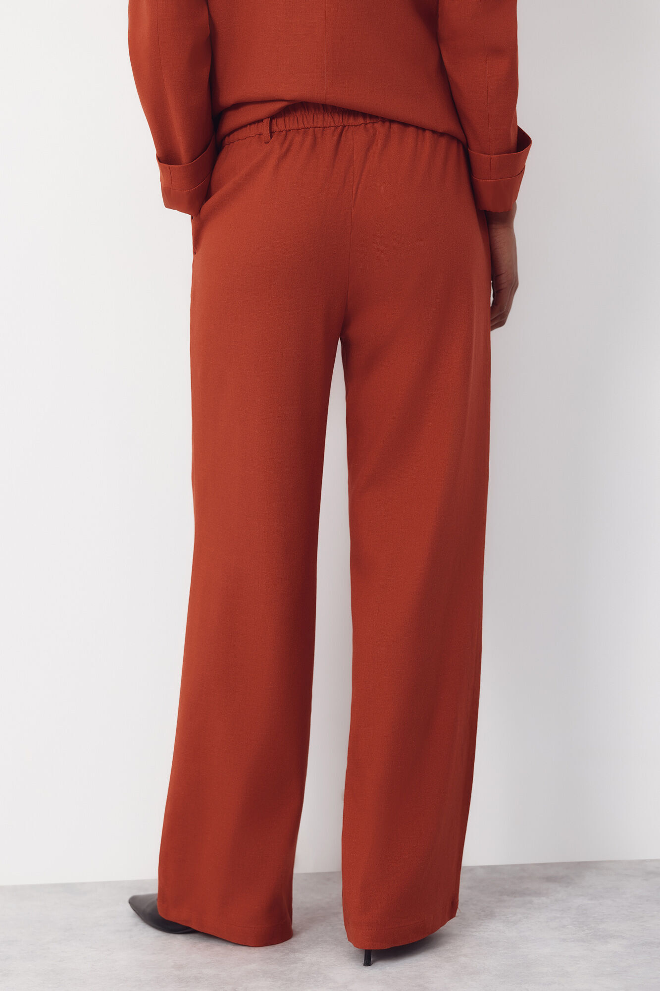 Cortefiel Pantal&oacute;n ancho de lino Naranja