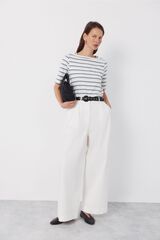 Cortefiel Pantal&oacute;n pinza de algod&oacute;n Marfil