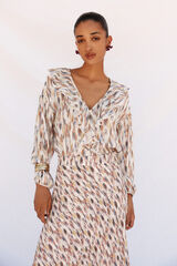 Cortefiel Blusa estampada con volantes Multicolor