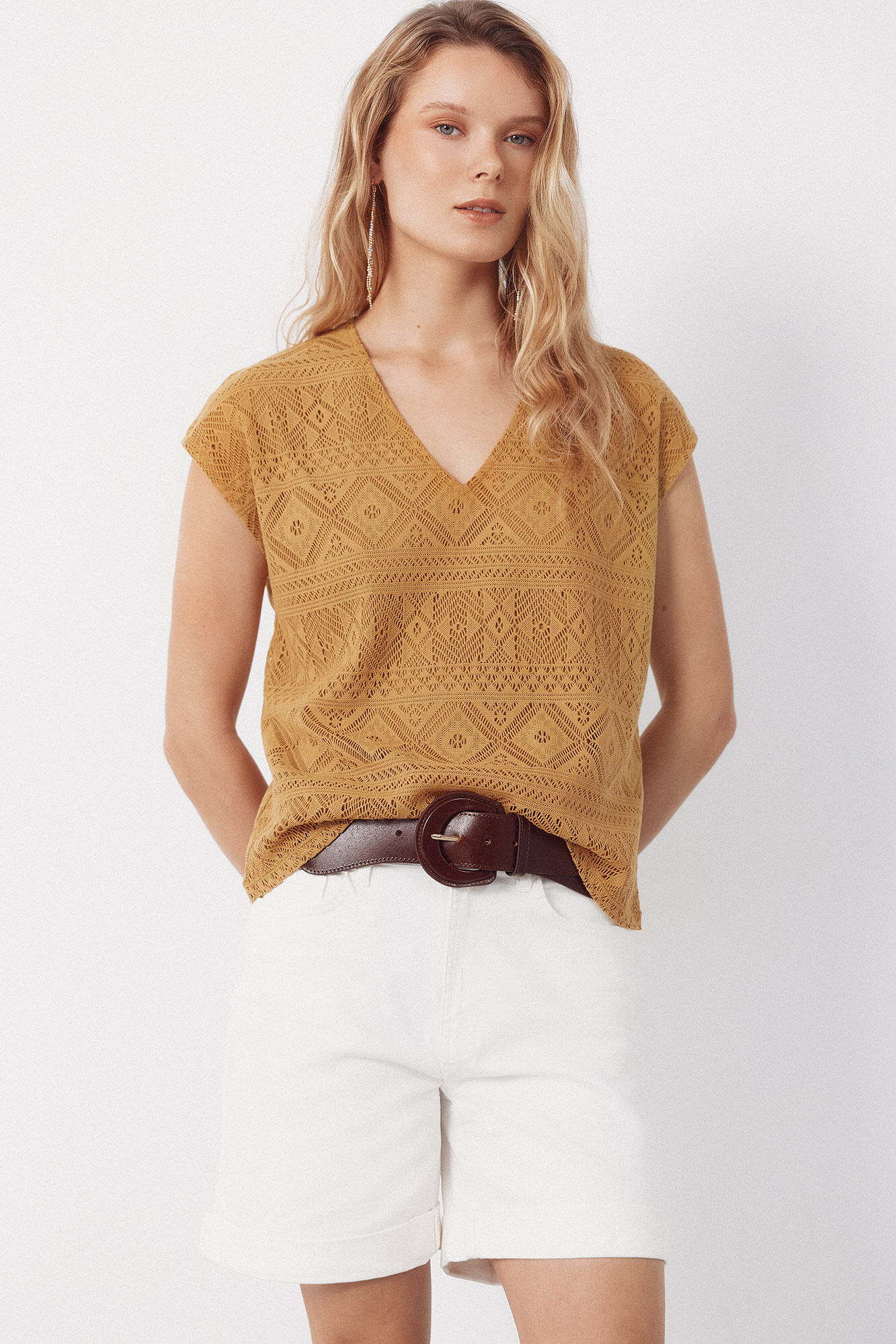 Cortefiel Shorts de mezclilla color Blanco