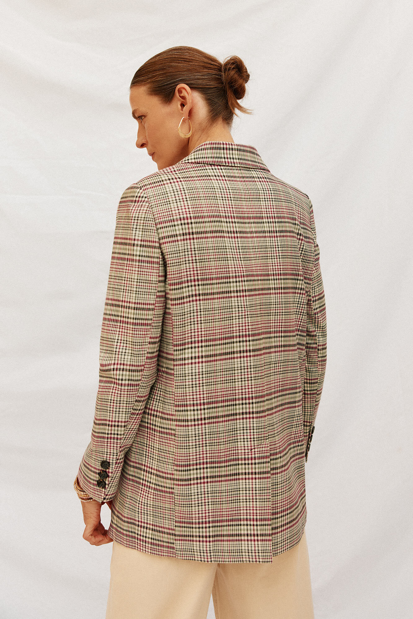 Cortefiel Blazer mujer de tejido a cuadros Estampado granate