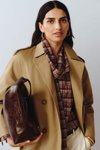 Cortefiel Blusa con lazo estampado a cuadros